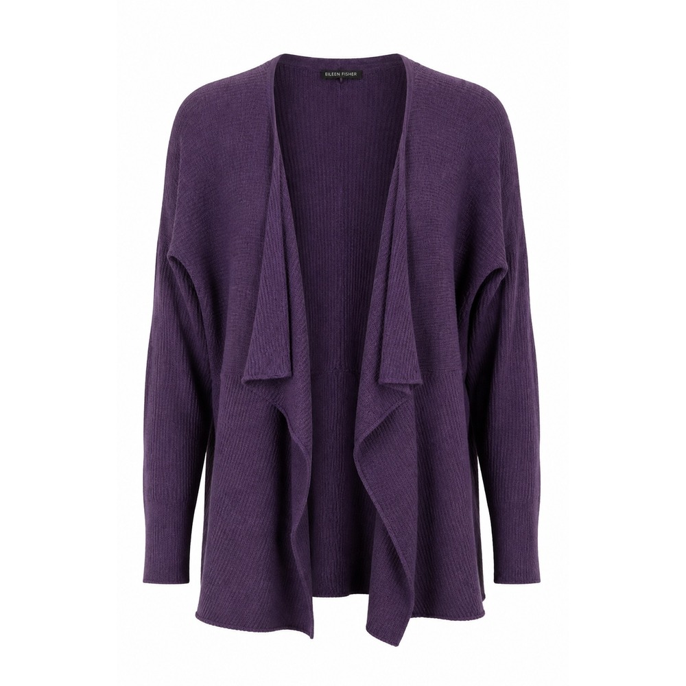 Eileen‎ Fisher 100% Merino Wool Open Cardigan Sweater M Purple Drape Lightweight